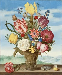 棚縁の上の花束